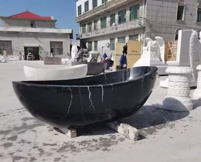 Free Standing Hand-crafted Modern Nero Marquina Marble Bathtub  **on Hand** • $7600