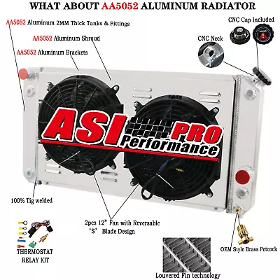 $229 • Buy 3 ROW Radiator+Shroud Fan+Relay For 1996-2005 Chevy Blazer S10 Truck / GMC V8 V6