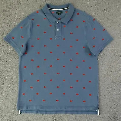 J Crew Polo Shirt Mens XL Blue 1986 Pique Embroidered Critters Lobster Crab • $19.96