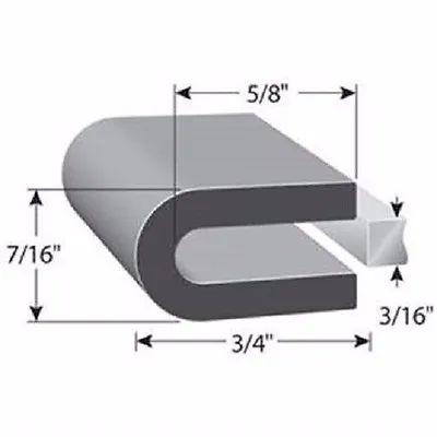  3/16  U Channel Rubber Edge Trim  HR 71G SOLD BY THE FOOT 3/16 X 5/8 EPDM  • $2.95