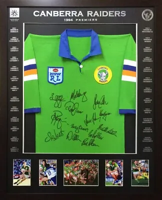$550 • Buy Blazed In Glory - 1994 Canberra Raiders Premiers - NRL Signed & Framed Jersey