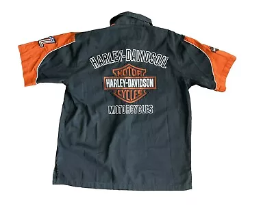 Harley Davidson Mechanic Shirt Short Sleeve Button Up Embroidered Men’s Large • $42.99