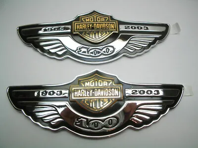 Pair Of NEW 100th Anniversary Gas Fuel Tank Medallions Emblems Harley Sportster • $349.99