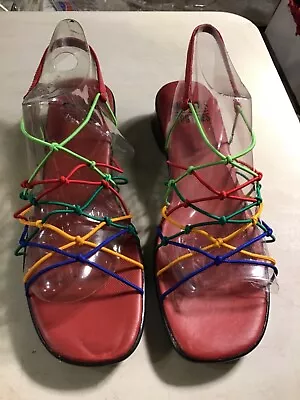 Mootsies Tootsies Size 8M Womens Sandals Rainbow Straps New • $21.50