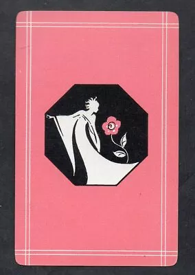 #950.754 Vintage Swap Card -EXC- Art Deco Lady Silhouette On Pink • $3.50