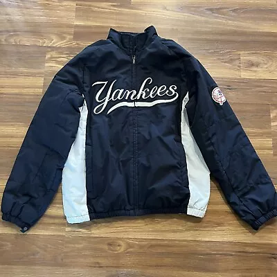 New York Yankees Jacket Men’s Medium Blue/White Majestic Authentic Dugout Jacket • $69.99