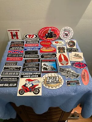 Vintage Motorcycle & Car Decals Stickers Lot Harley Davidson Hooker Headers Etc • $45