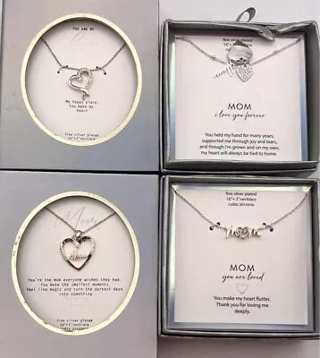 Fine Silver-Plated Mom Necklace Heart Pendant Lot IOB • $9.99