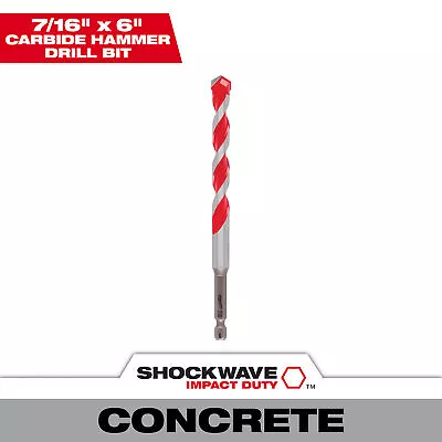 Milwaukee Shockwave Carbide Hammer Drill Bit 7/16in. Dia. X 4in. X 6in. • $9.97