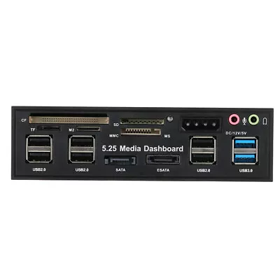 5.25  USB 3.0 SATA ESATA PC Front Panel Media Dashboard Internal Card Reader • £20.47