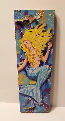 Mermaid Blonde Print On Pine Wood Board Under The Sea Wall Decor Fantasy Art • $18.50