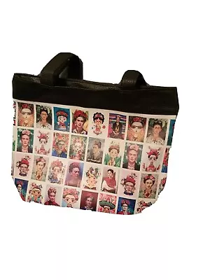 Black Frida Kahlo Tote Handbag Shop Reusable Mexican Artist Tote Shoulder USA • $16.99