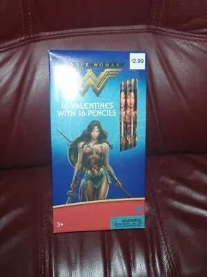 WONDER WOMAN Valentines Day Cards 16  & 16 Pencils #2  8 Designs New • $1.75