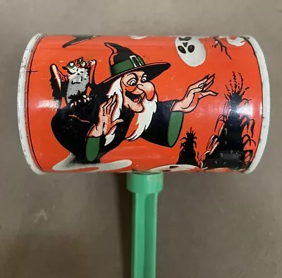 Vintage Halloween Noise Maker Witches-Cauldron  US Metal Toy With Cracked Handle • $14.99