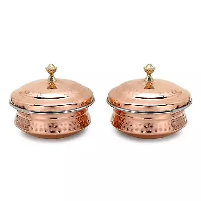 Copper Tableware Serving Bowl Indian Serve Ware Handi Set Tureen Copper Stain... • $70.90