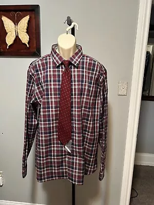 Jps A. Bank 1905 Burgundy Plaid Point Collar Long Sleeve Dress Shirt 2xlt • $15.29