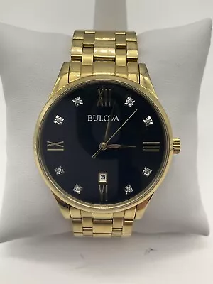 Men’s Bulova Diamond 40mm Gold Tone 97D108 Watch • $75