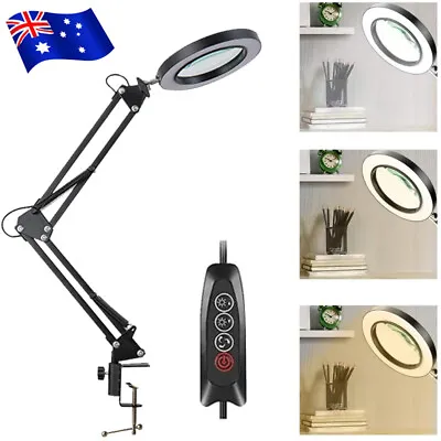 10x Magnifying Glass Foldable Desk Table Lamp USB Magnifier 64 LED Light + Clamp • $27.49