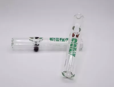 GRAV Mini Steamroller - Clear Glass Dry Pipe With Green Logo • $9.49