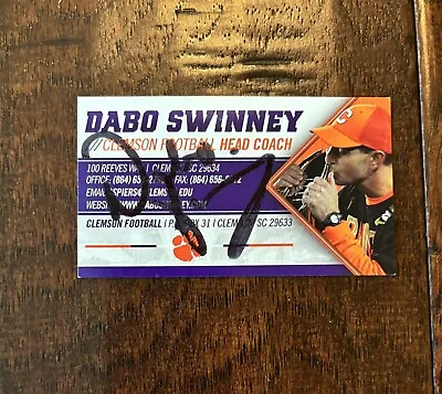 Dabo Swinney Signed Official Business Card Clemson Tigers NCAA Coach Auto • $19.99