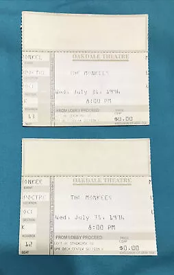 2 Monkees Concert Ticket Stubs July 31 1996  - Oakdale Theatre Wallingford CT • $12.99