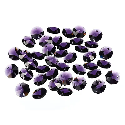 £7.31 • Buy 40Pcs 14mm Crystal Octagon Beads Chandelier Parts Hanging Beads Dark Purple