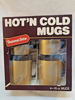 4 Vintage Thermo Serv  10oz Hot'n Cold Mugs Coffee Mug Cups • $23.50