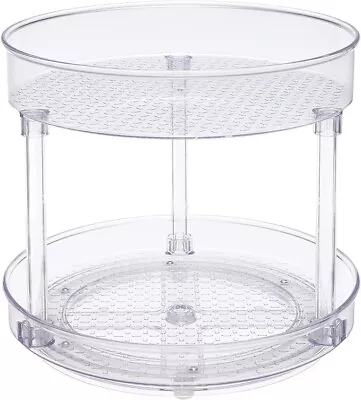 Amazon Basics Clear 2-Tier Lazy Susan Turntable Organiser 22.9 Cm • £10.99