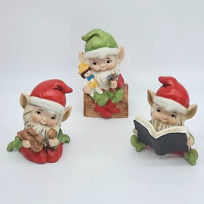 Vintage Homco Christmas Santa's Elves Figurine Set Of 3 Holiday Holiday Elf  • $16.99