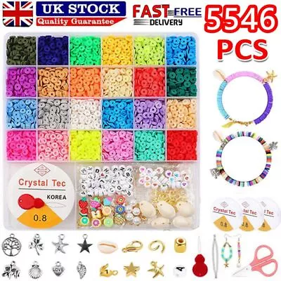 £9.79 • Buy Beads For Jewelry Making Clay Beads Jewellery Making Kit Letter Beads Bracelet