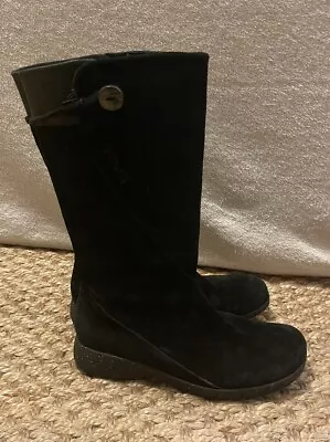 TEVA Montecito 4026 Suede Leather Black Mid Calf Boots Womens Size 7 Side Zip Up • $30