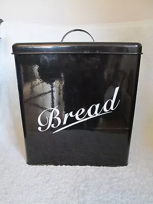 Vintage Retro Style Large Black Metal Bread Bin Storage • £11.99