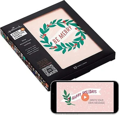 Hallmark 10- Record Video Greetings Wreath Be Merry Christmas Boxed Cards • $12.95
