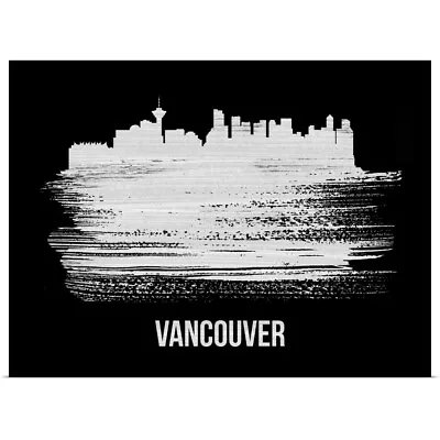 Vancouver Skyline Brush Stroke White Poster Art Print Skyline Home Decor • $54.99