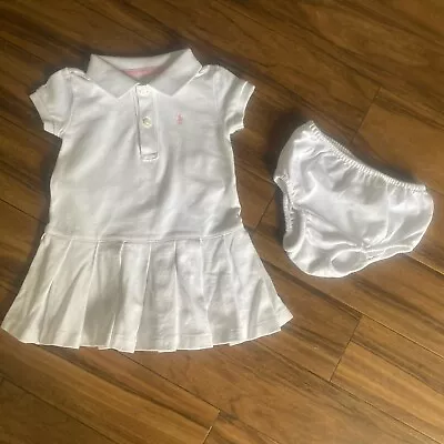 Baby Girls Ralph Lauren Tennis Dress Age 12 Months White Pink Summer  • £9.50