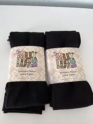 2 Womens Fleece Lined Tights Small Muk Luks • £1.99