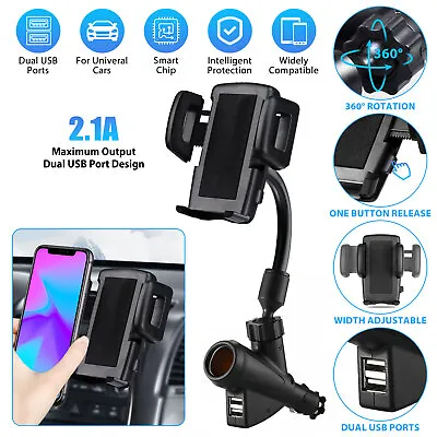 Dual USB Port Cigarette Lighter Socket Car Charger Mount Holder For Cell Phone • $10.48