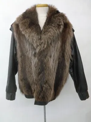 Excellent Natural Raccoon Racoon Fur & Leather Jacket Coat Men Man Size 38 Small • $405