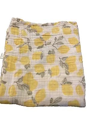 HB Baby Cotton Muslin Swaddling Blanket Lemon Print Size 46x46 • $14.97