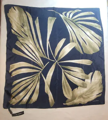 Ellen Tracy Scarf Silk Blue And Gold Palm Leaf Pattern 35  Square NWT MSRP 68.00 • $19.99