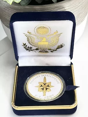 US Army MILITARY INTELLIGENCE Challenge Coin With  Beautiful Velvet Case • $34.99