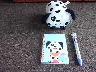 Dalmation Soft Toy With Note Book And Pen. All New. Uk Bids. • £2