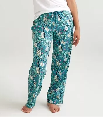 Vera Bradley Pajama Lounge Pants In Hanging Around Sloth Blue Size Large -EUC • $24