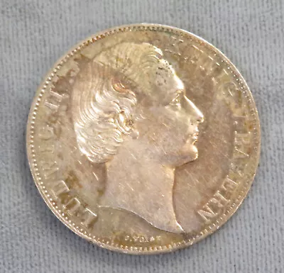 1866 Bavaria Bayern Vereins Thaler Silver Coin. AU Toned  18.5 Grams KM 494.1 • $150