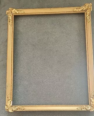Vintage Wood Picture Frame Ornate Brass Corners Gold Painted • $9.99