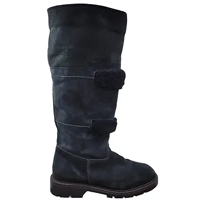 VTG Blondo Knee High Boots Women's 8B Black Suede Shearling Lined Winter Snow • $49.99