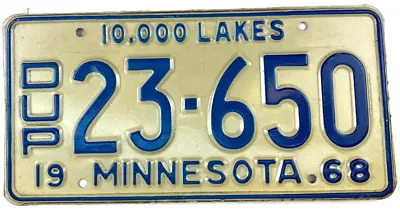 Minnesota 1968 Auto Duplicate License Plate Vintage Wall Decor Collector Garage • $34.95