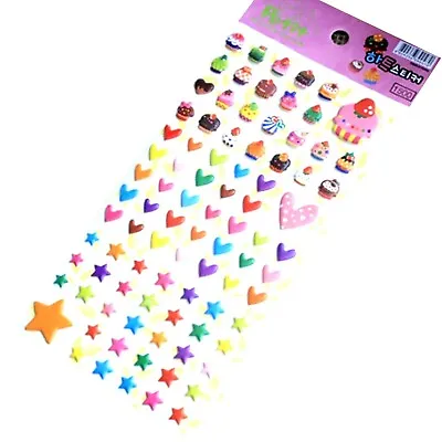 CAKE HEART & STAR 3D STICKERS Scrapbook Journal Diary Card Letter Craft Deco  • £1.39