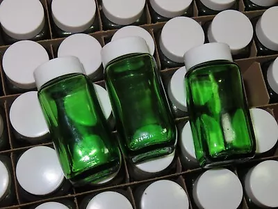 Vintage 1oz Duraglas Emerald Green Square Glass Jar Bottle Lot New Old Stock 3pc • $10