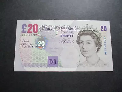 B386 Bank Of England £20 Pound Banknote - M.v.lowther - Ab09 947286 Uncirculated • £44